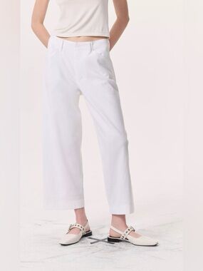 rag & bone Women's White Banks Linen Cropped Wide Leg Pants, NEW w/ TAG, Sz 8